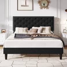 Green queen bed frame Sha Cerlin Upholstered Platform Queen