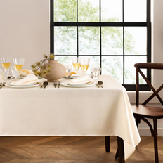 Beige Manteles Elrene Laurel Solid Texture Water and Stain Resistant Tablecloth 60 x 84 Mantel Blanco, Beige