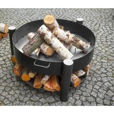 Garden Fire Basket Solafa with Steel Wood Storage 45 H x 70 W x 70 D