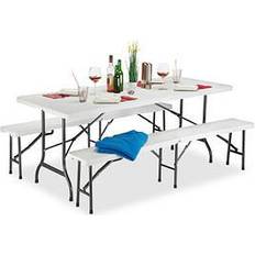 Garden furniture set Relaxdays Folding Garden Furniture Set of 3 74 x 180 x 74.5 cm White