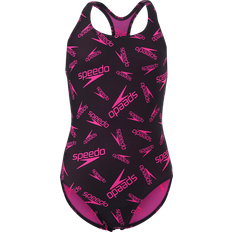 Speedo Boom Logo Medalist Swimsuit - Black/Electric Pink (812858)