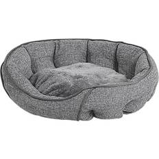 Beliani Round Pet Bed 60 Linen Dog Cat Soft Animal Cot Grey Candir