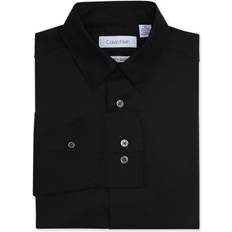 Long Sleeves Shirts Children's Clothing Calvin Klein Boy's Stretch Poplin Button-Front Dress Shirt Black Black