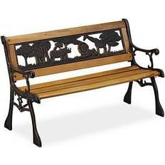 Panche Contenitore Relaxdays Panchina Bambini Esterno Africa Legno Ghisa
