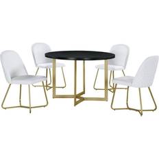 Black and gold furniture set Best Quality Furniture Daniela Circle Dining Set 2