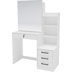 Tables Polifurniture Hannah Vanity with Mirror White Dressing Table 17.5x39"