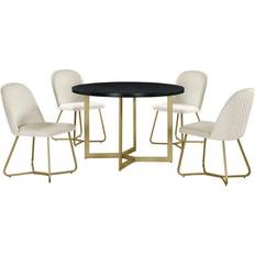 Black and gold furniture set Best Quality Furniture Daniela Circle Dining Set 2