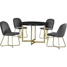 Black and gold furniture set Best Quality Furniture Daniela Circle Dining Set 2