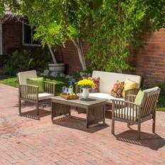 Patio Furniture Christopher Knight Home 4-Pc Chat Outdoor Lounge Set