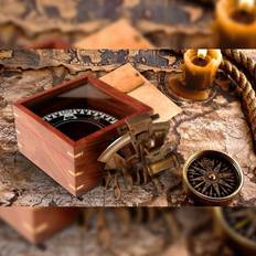 Other Decoration Authentic Models KA032 Sextant In Case 5.9" with Metal & Wood Material Honey Distressed French
