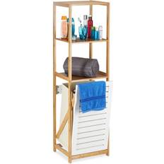 Relaxdays Scaffale A Colonna Portabiancheria 3 Ripiani HxLxp 130 x 37 x 33 cm Marrone