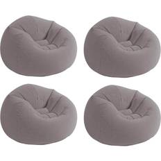 Intex Inflatable Mattress Intex Inflatable Contoured Corduroy Beanless Bag Lounge Chair, Gray 4 Pack