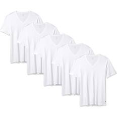 Nautica Mens V-Neck T-Shirts, 5-Pack white