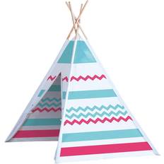 Tipi Telt I Træ Blå Og Sort