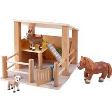 Haba Play Set Haba Little Friends Petting Zoo Wooden Stable with 3 Exclusive Farm Animal Figures