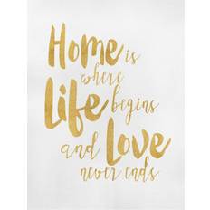 Schermi per proiettore Impression sur toile Home Is Where Life Begins Gold