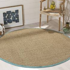 Safavieh Fiber Collection Border Natural, Turquoise