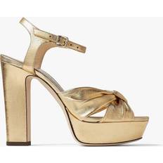 Silver Heeled Sandals Jimmy Choo Heloise 120 Leather Platform Sandals