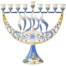 Advent Candle Holders Matashi Painted Enamel Menorah w/ Flower