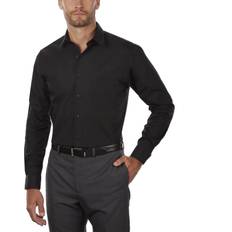 Tops Van Heusen Big & Tall Classic/Regular Fit Wrinkle Free Poplin Solid Dress Shirt - Black