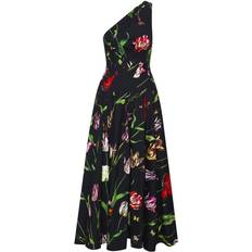 Oscar de la Renta One Shoulder Tulip Mania Maxi Dress - Navy Multi