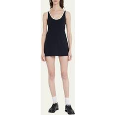 SPLITS59 Womens Black Creme Airweight Scoop-neck Stretch-woven Mini Dress