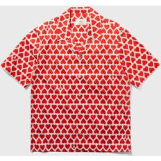 Ami Paris Men's Heart Print Vacation Shirt - Scarlet Red/White