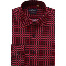 Red dress shirt men Azaro Uomo Men's Checked Slim Fit Dress Shirt Burgundy Burgundy