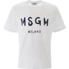 Bomulds T-shirt Med Børstet Logo - Hvid