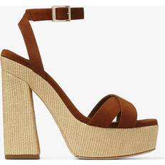 Natuurlijk Sandalen met hak Jimmy Choo Gaia Sandalen Met Plateauzool - Raffia/Leer/Suède