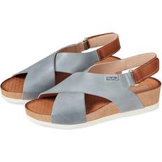 Pikolinos Sandalias Cuña De Piel Mahon W9E - Bleu