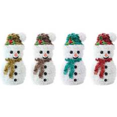 The Home Fusion Company Snowmen Set of 4 Hanging Tinsel Penguins Or Snowmen Hat Christmas Tree Ornament