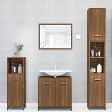 vidaXL Armadietto Bagno Rovere Marrone 30 x 30 x 183.5 cm Legno Multistrato