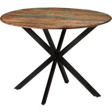Brown Dining Tables vidaXL Solid Wood Reclaimed and Steel Ø110 x 78 cm Dining Table