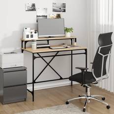 Oaks Writing Desks vidaXL Sonoma Oak 100 x 50 x 90 cm Engineered Wood And Iron Writing Desk