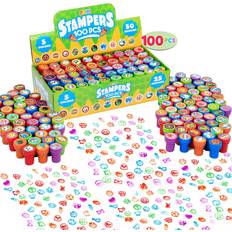 Joyin 100 pcs assorted stamps for kids self-ink 50 different designs