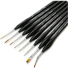 Silver Painting Accessories Branded DUGATO Fine Detail Paint Brush Set, 8pcs Tiny Professional Micro Miniature Painting Brushes Kit with Ergonomic Handle for Acrylic, Oil, Watercolo