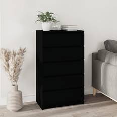 Cómodas vidaXL Cajonera De Madera Contrachapada Negro 60x36x103 cm Cómoda
