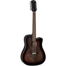 Musical Instruments Luna Art Vintage Dreadnought Cutaway Acoustic-Electric 12-String Guitar Brown Burst