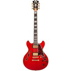 Cherry dc D'Angelico Excel Mini DC Trans Cherry semi-akoestische gitaar met koffer