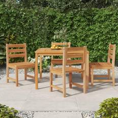 Teak Matgrupper vidaXL För Trädgården 5 Delar Massiv Teak Matgrupp, 1 Bord inkl. 4 Stolar
