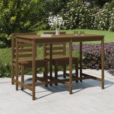 vidaXL Mesa De Jardín Madera Maciza Pino Marrón Miel 159.5x82.5x110 cm - Marrón