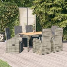 vidaXL da Giardino 7 pz Con Cuscini in Polyrattan Grigiocod MXL 76436 Set da pranzo per patio