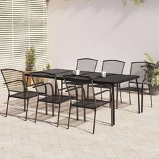 Steel Patio Dining Sets vidaXL 7 Piece Garden Anthracite Steel Patio Dining Set, 1 Table incl. 6 Chairs
