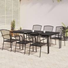 vidaXL 7 Piece Garden Anthracite Steel Patio Dining Set