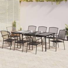 Steel Patio Dining Sets vidaXL 9 Piece Garden Anthracite Steel Patio Dining Set, 1 Table incl. 8 Chairs