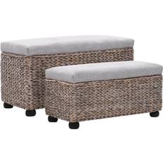 Gris Tables de pique-nique vidaXL Ensemble De Banc 2 pcs Jacinthe d'eau Gris Brown and Grey