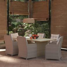 vidaXL Da Giardino 7 Pz In Polyrattan Marrone Set da pranzo per patio