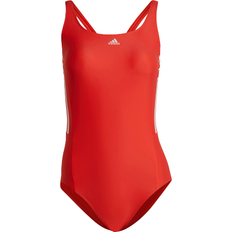 Dame - Røde Badedrakter Adidas Women's Mid 3-Stripes Swimsuit - Bright Red / White