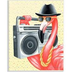 Wall Decor Stupell Industries Funky Retro Flamingo Boombox Music Geometric Pattern Plaque Wall Decor